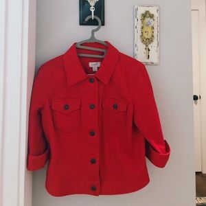 LOFT Denim Jacket in Red